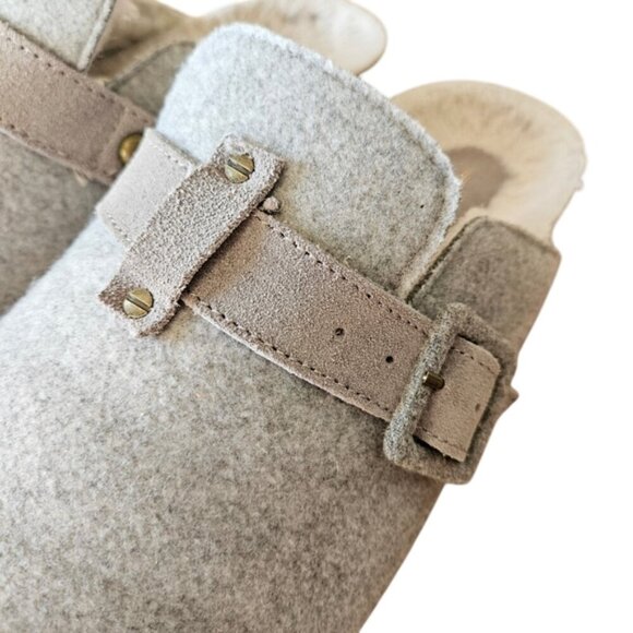 American Eagle Women's Felt Shearling Gray Clog Slip-on Shoes Size 10. - Picture 14 of 16